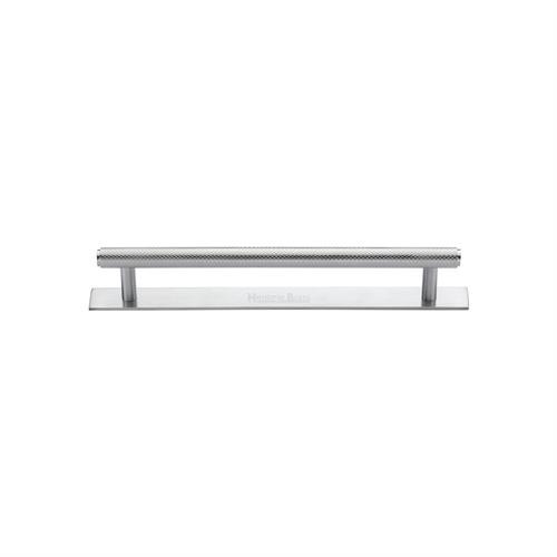 M Marcus Heritage Brass Knurled Design Cabinet Pull with Plate 96mm Centre to Centre